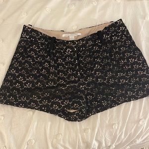 DVF black crochet shorts